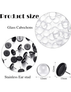 Kit de Aretes de Stud Hicarer 200 Piezas DIY Acero Inoxidable 2