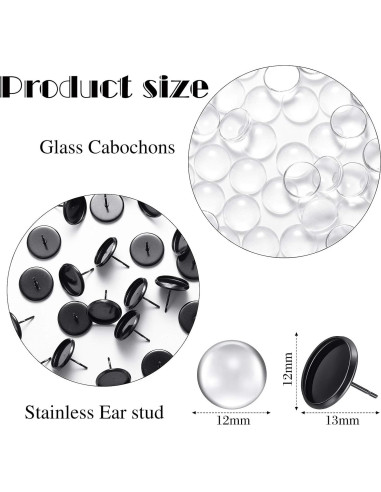 Kit de Aretes de Stud Hicarer 200 Piezas DIY Acero Inoxidable