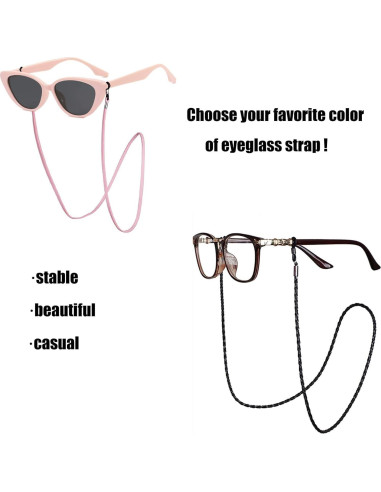Correa para Gafas 8 Pcs Mujer Cuero PU y Suede Colorido