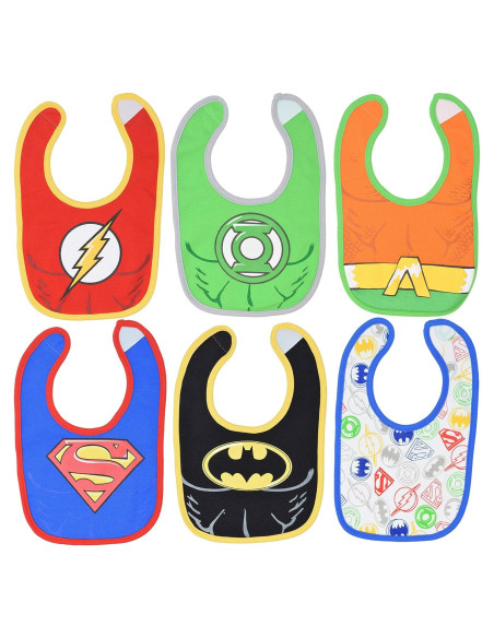 Baberos para Bebés Warner Bros Liga de la Justicia 6 Pcs