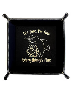 Bandeja para Dados SWORD Cat LaserTavern Cuero Vegano Negro/Dorado