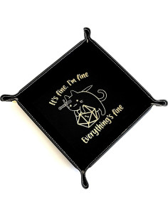 Bandeja para Dados SWORD Cat LaserTavern Cuero Vegano Negro/Dorado 2