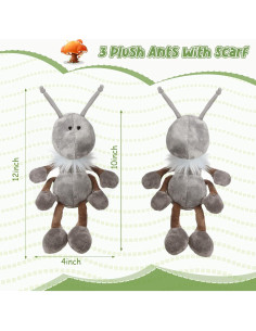 Conjunto de 3 Hormigas de Peluche Shappy Gris 30 cm 2