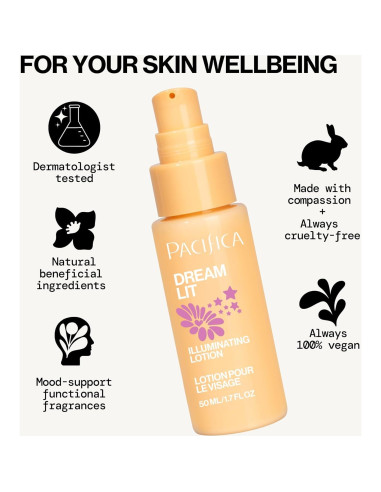 Loción Facial Iluminadora Pacifica Dreamlit 50 ml - Hidratante Vegano