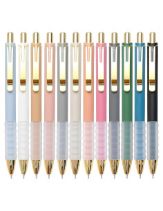 Bolígrafos Linbsunne Retráctiles 1mm Punta Media Tinta Negra - 12 Pcs