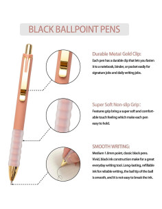 Bolígrafos Linbsunne Retráctiles 1mm Punta Media Tinta Negra - 12 Pcs 2