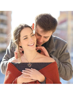 Collar Doble Corazón Rosa Iefil en Plata Esterlina 925 2