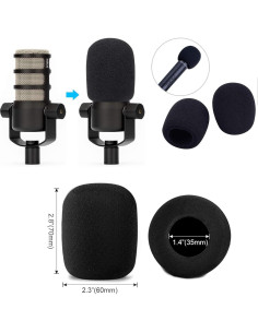 6 Fundas de Espuma Negra para Micrófono Swagwert SM58 2