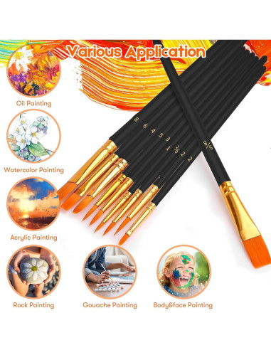 Conjunto de Pinceles Acrílicos Soucolor 10-Pack Multipropósito