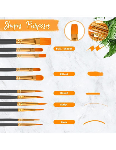 Conjunto de Pinceles Acrílicos Soucolor 10-Pack Multipropósito