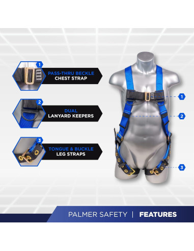 Arnés de Cuerpo Completo Palmer Safety 5 Puntos D-Ring