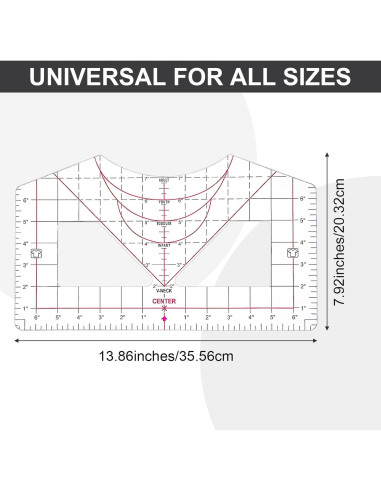 Regla de Alineación para Camisetas Wanmu 35.56x20.32cm PVC