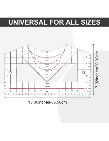 Regla de Alineación para Camisetas Wanmu 35.56x20.32cm PVC
