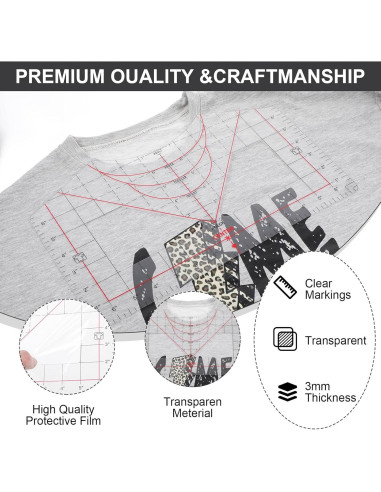 Regla de Alineación para Camisetas Wanmu 35.56x20.32cm PVC