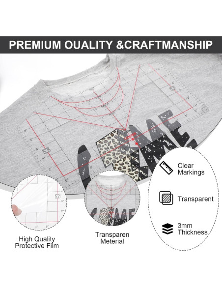 Regla de Alineación para Camisetas Wanmu 35.56x20.32cm PVC