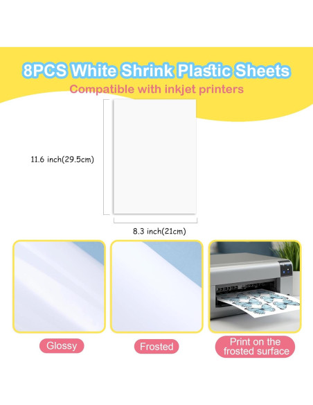 Hojas Retráctiles Imprimibles Auihiay 8PCS 23x30cm Blancas