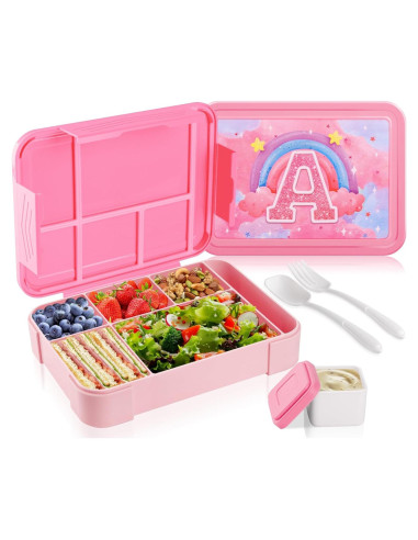 Caja Bento JYPS Rosa para Niños 6 Compartimentos 1330ml