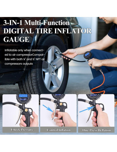 Medidor de Presión de Neumáticos Digital AmazStove 250 PSI
