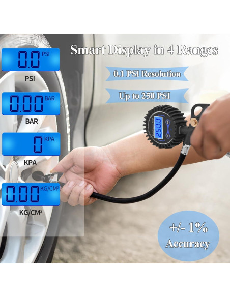 Medidor de Presión de Neumáticos Digital AmazStove 250 PSI