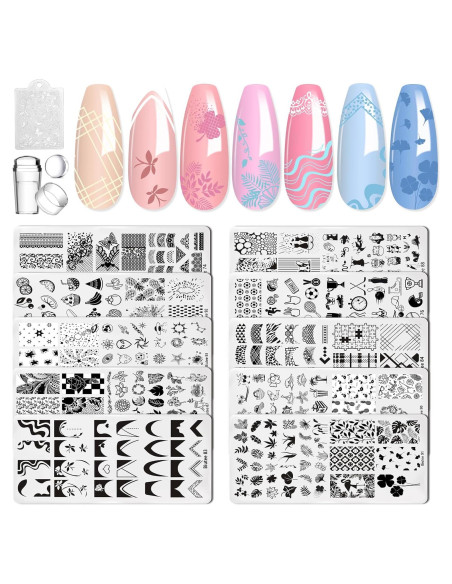 Kit de Estampado de Uñas Biutee 10 Placas y Estampador