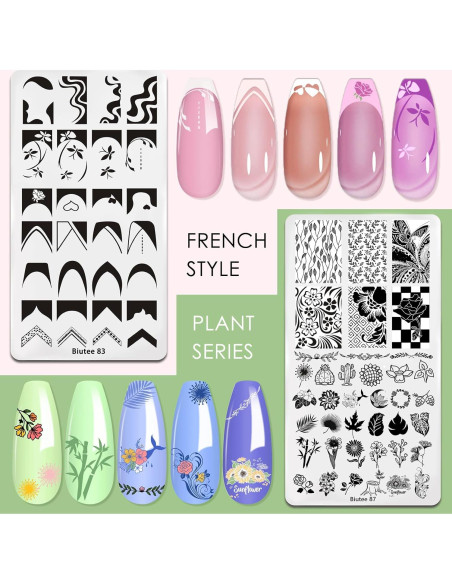 Kit de Estampado de Uñas Biutee 10 Placas y Estampador