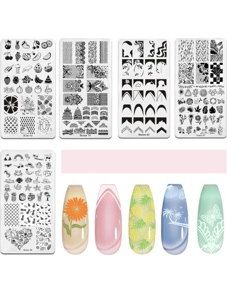 Kit de Estampado de Uñas Biutee 10 Placas y Estampador