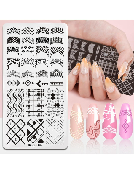 Kit de Estampado de Uñas Biutee 10 Placas y Estampador