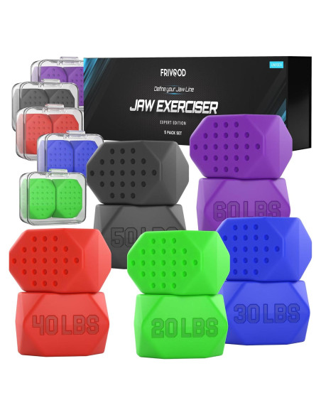 Ejercitador de Mandíbula FRIVOOD - Set 10 Piezas Silicona Resistencia