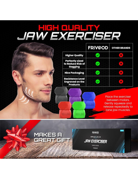 Ejercitador de Mandíbula FRIVOOD - Set 10 Piezas Silicona Resistencia