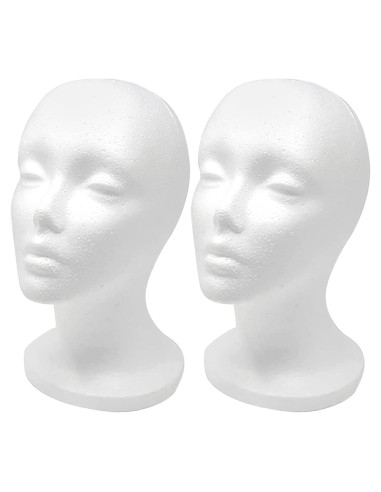 Cabeza de Peluca de Estireno CHIVENIDO - 2 Piezas Soporte Femenino
