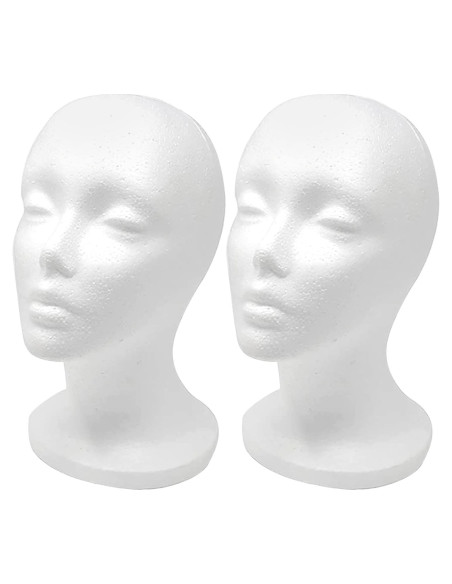 Cabeza de Peluca de Estireno CHIVENIDO - 2 Piezas Soporte Femenino