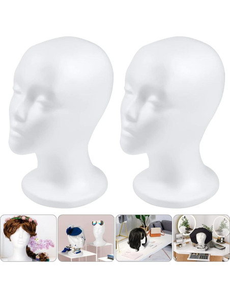 Cabeza de Peluca de Estireno CHIVENIDO - 2 Piezas Soporte Femenino