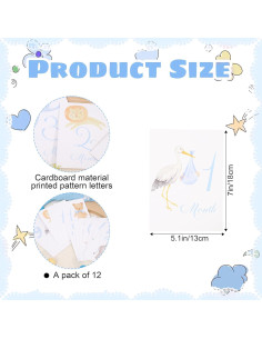 Tarjetas de Hito Mensual para Bebé BEADED - 13 Piezas Azul 2