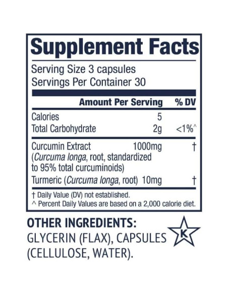 Suplemento de Curcumina Vimergy 1000mg - 90 Cápsulas Líquidas Veganas
