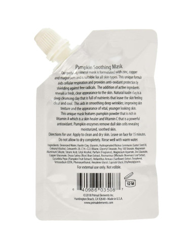 Mascarilla Facial Primal Elements 33.4g - Calabaza Calmante