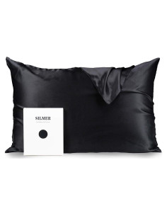 Funda de Almohada de Seda Morera Silmer 20x66 cm Negra 800 Hilos