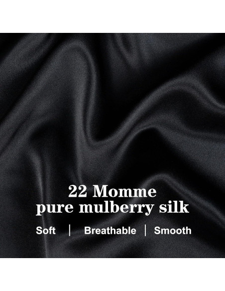 Funda de Almohada de Seda Morera Silmer 20x66 cm Negra 800 Hilos