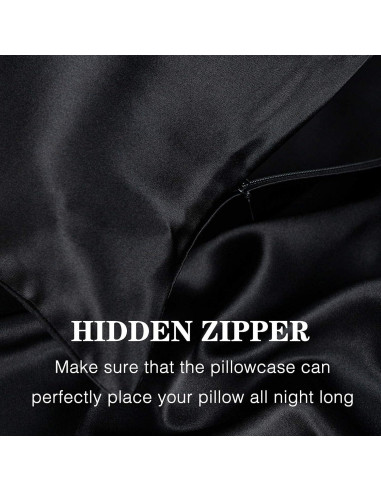 Funda de Almohada de Seda Morera Silmer 20x66 cm Negra 800 Hilos