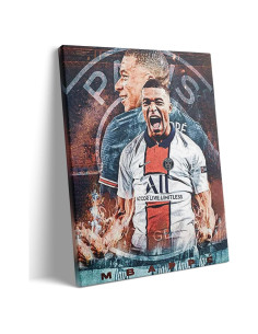 Arte de Pared Kylian Mbappé Lienzo 20x25cm Decoración Deportiva