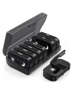 Organizador de Pastillas Semanal PULIV Negro 7 Días AM PM