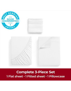 Juego de Sábanas Twin Mellanni - 3 Piezas Microfibra Blanco 2
