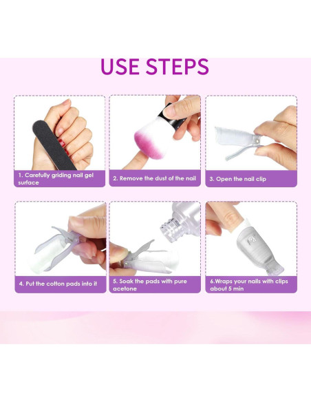 Kit de Clips Reutilizables para Quitar Esmalte de Uñas de Pies - SMSMYXF Kit de Clips Reutilizables para Quitar Esmalte de Uñas de Pies - SMSMYXF