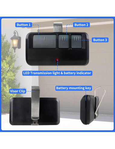 Control Remoto para Garaje Cooouds 893MAX, Compatible LiftMaster