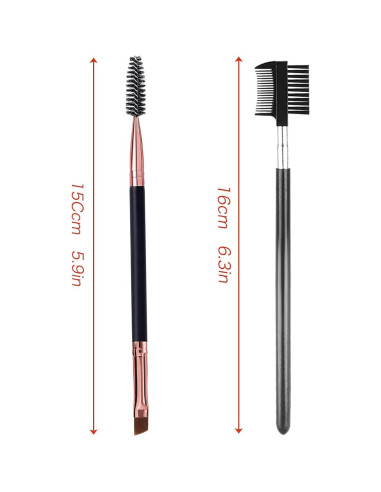 Conjunto de Cepillos de Cejas y Pestañas LJX - Angulado y Spoolie
