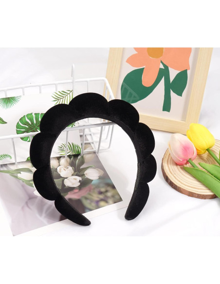 Diadema de Esponja Ayesha para Maquillaje y Cuidado Facial - Negro