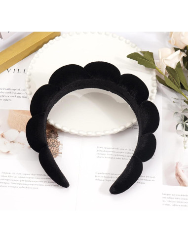 Diadema de Esponja Ayesha para Maquillaje y Cuidado Facial - Negro