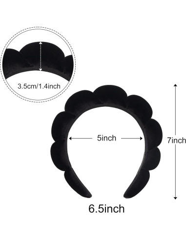 Diadema de Esponja Ayesha para Maquillaje y Cuidado Facial - Negro