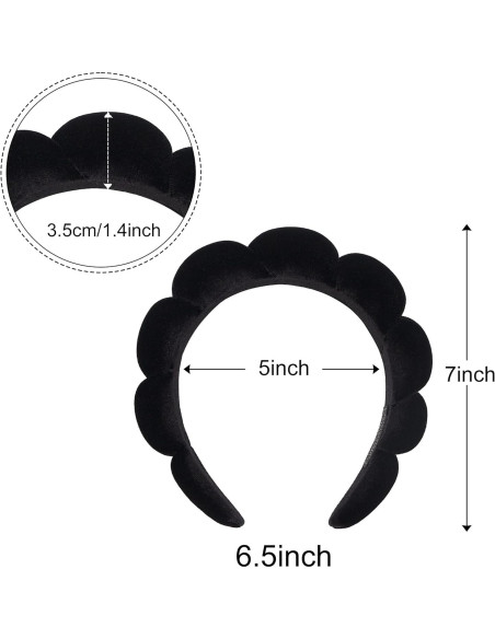 Diadema de Esponja Ayesha para Maquillaje y Cuidado Facial - Negro