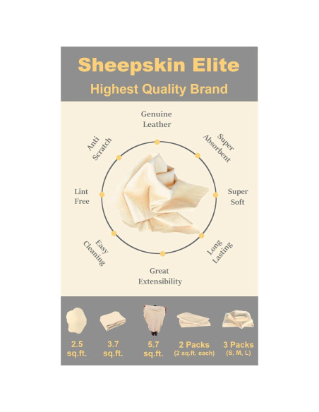 Toalla Chamois Natural SHEEPSKIN ELITE 40x60 cm Absorbente