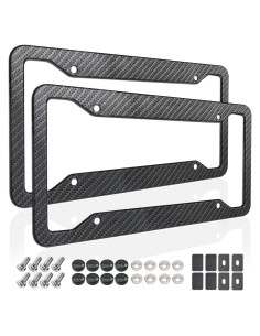Marcos de Placa de Licencia ZXFOOG - Aluminio Negro Patrón Carbono